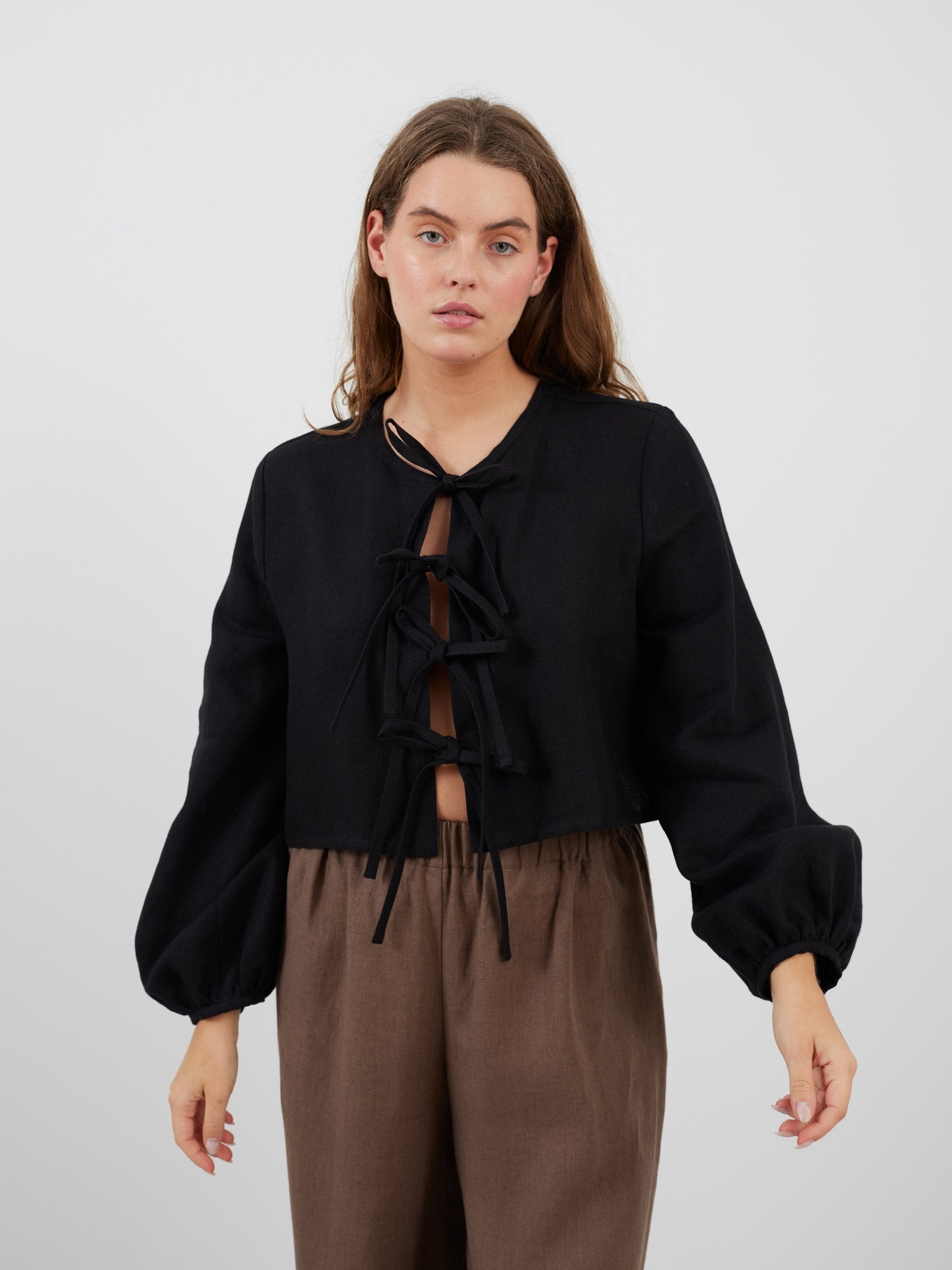 Tie Front Linen Top